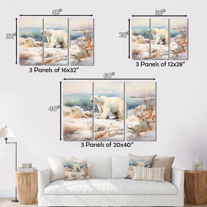 Designart "Yukon Poral Bear" Canadian Wall Art Print Set Bed Bath